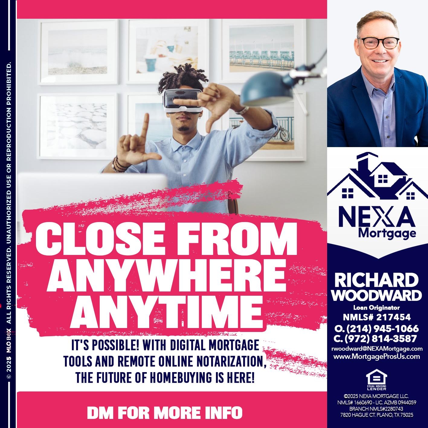 CLOSE FROM - Richard Woodward -Branch Manager