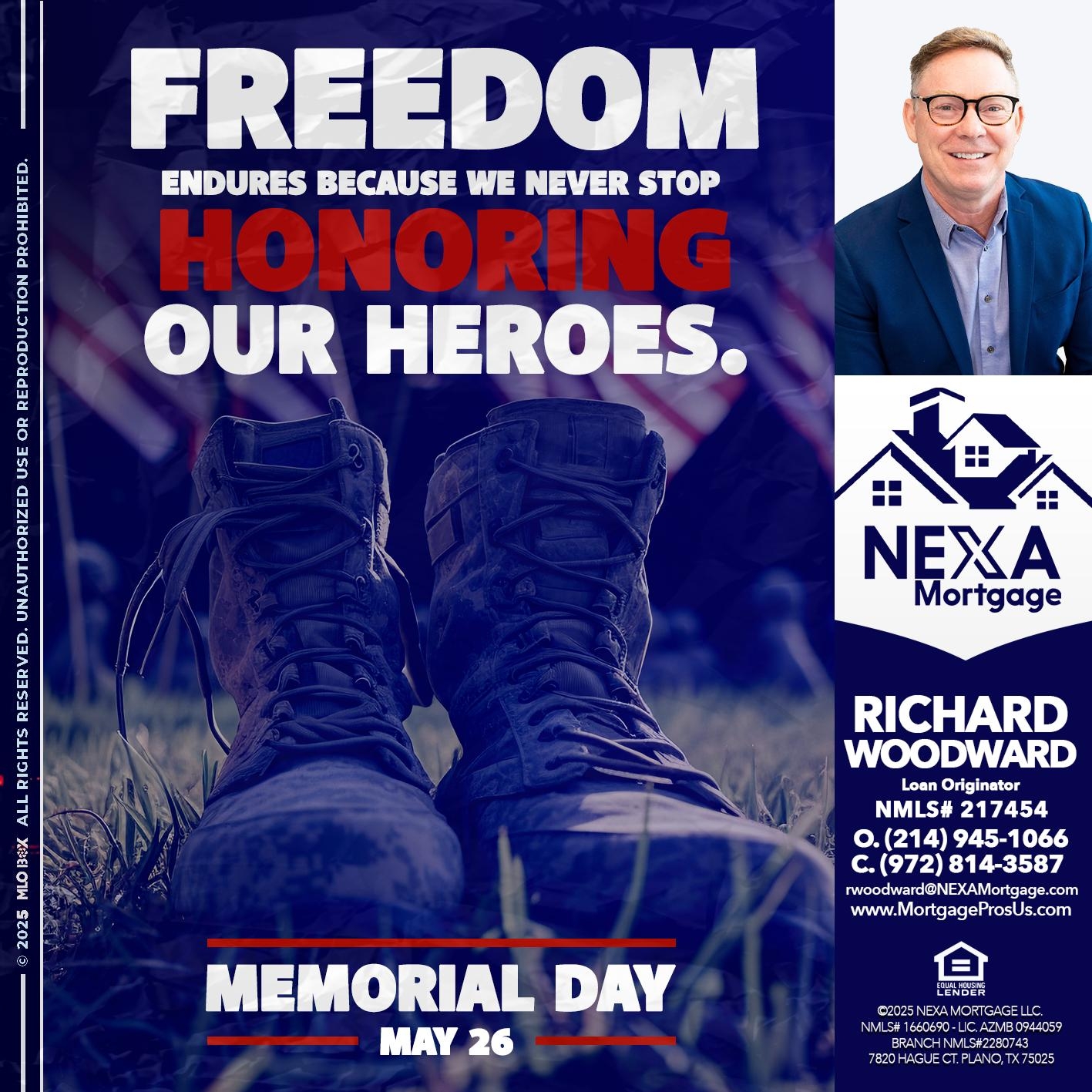 Memorial Day - Richard Woodward -Branch Manager