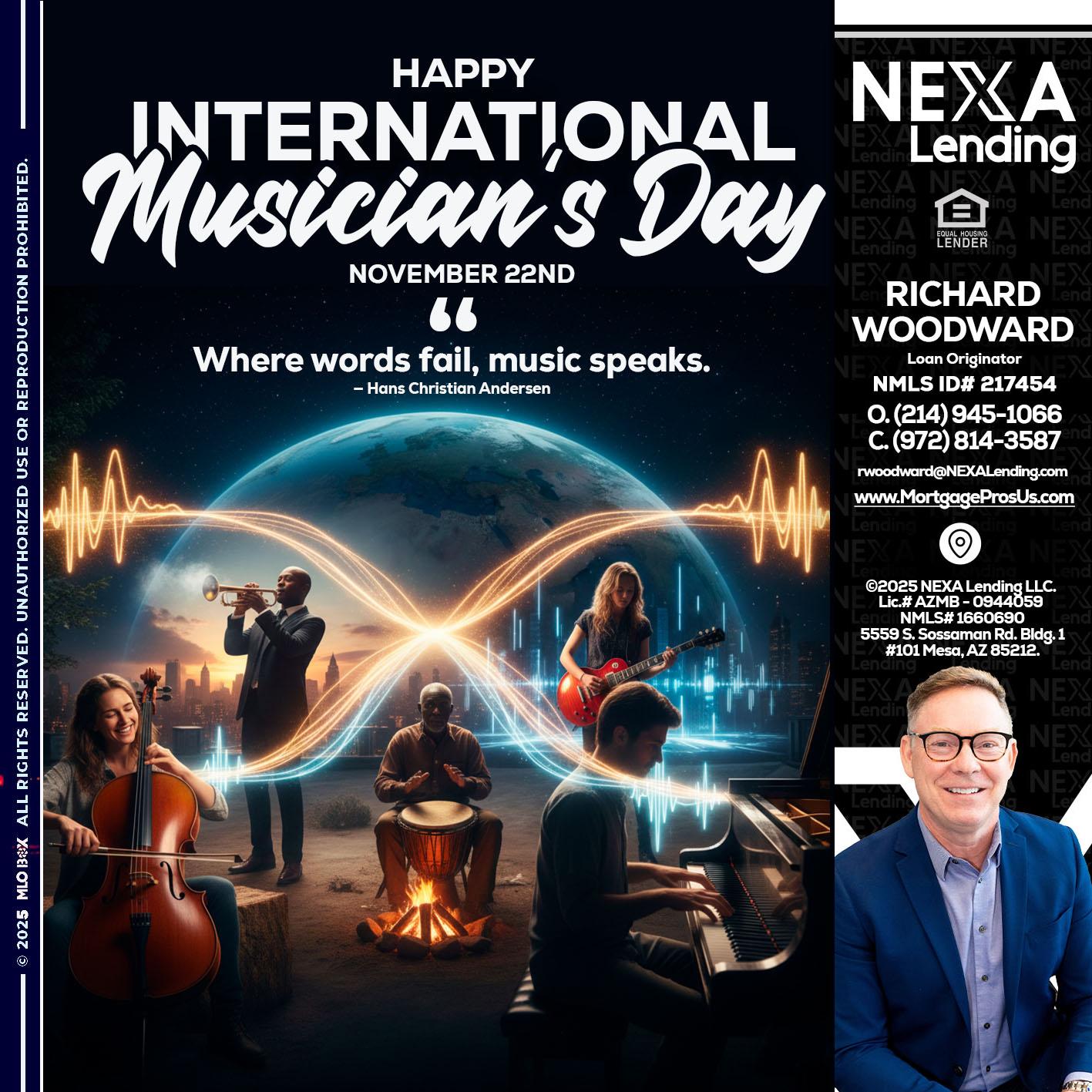 HAPPY INTERNATIONAL MUSICIAN'S DAY - Richard Woodward -Branch Manager