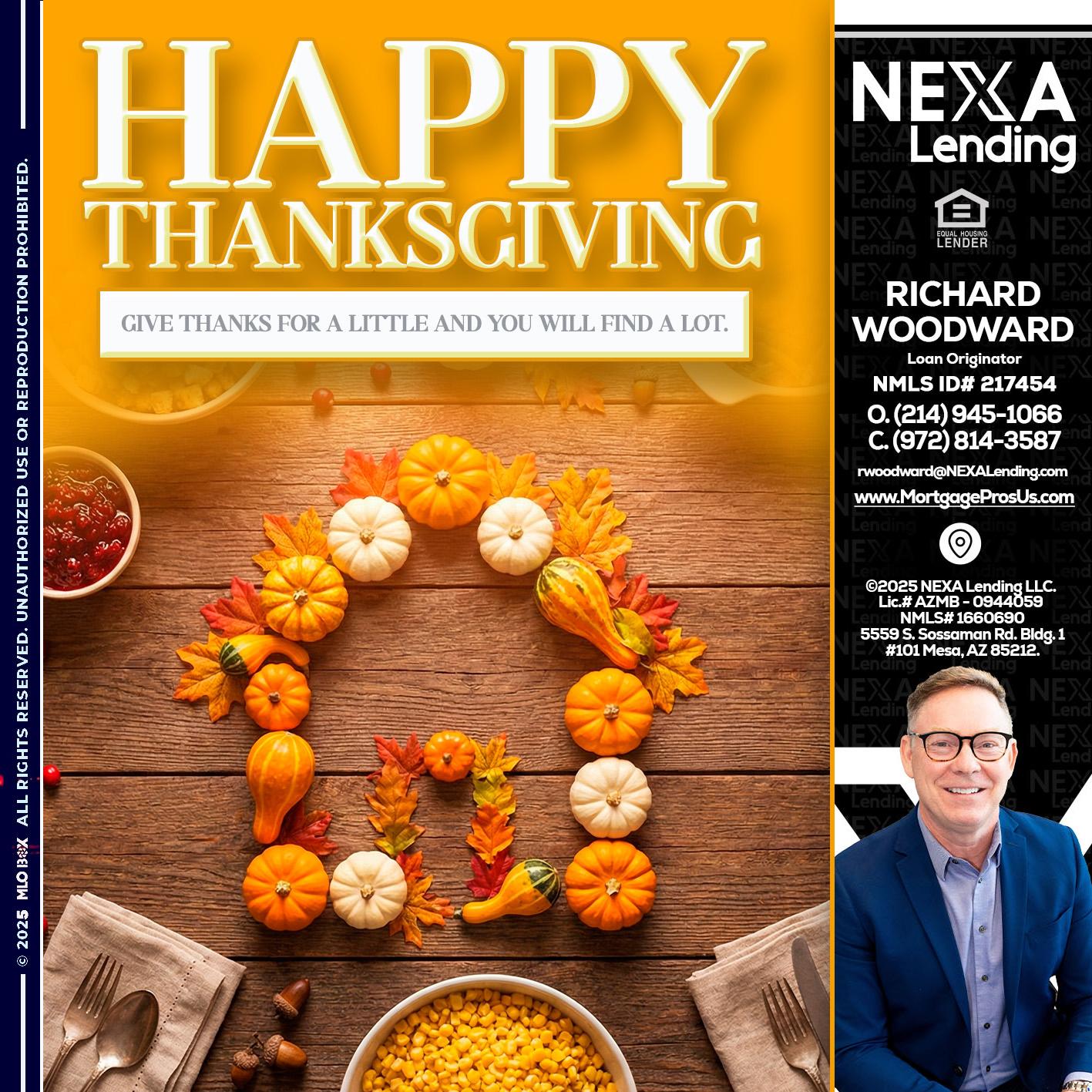 HAPPY THANKSGIVING - Richard Woodward -Branch Manager