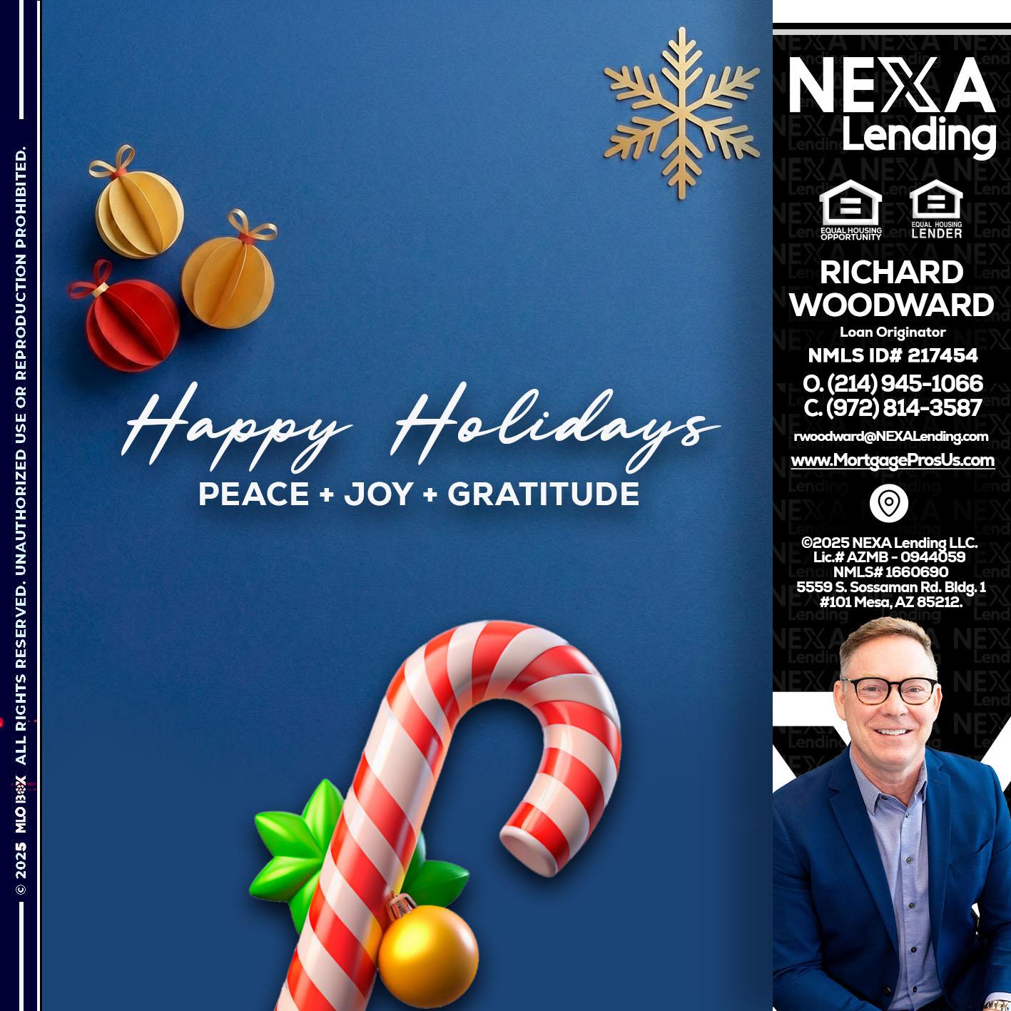 HAPPY HOLIDAYS - Richard Woodward -Branch Manager