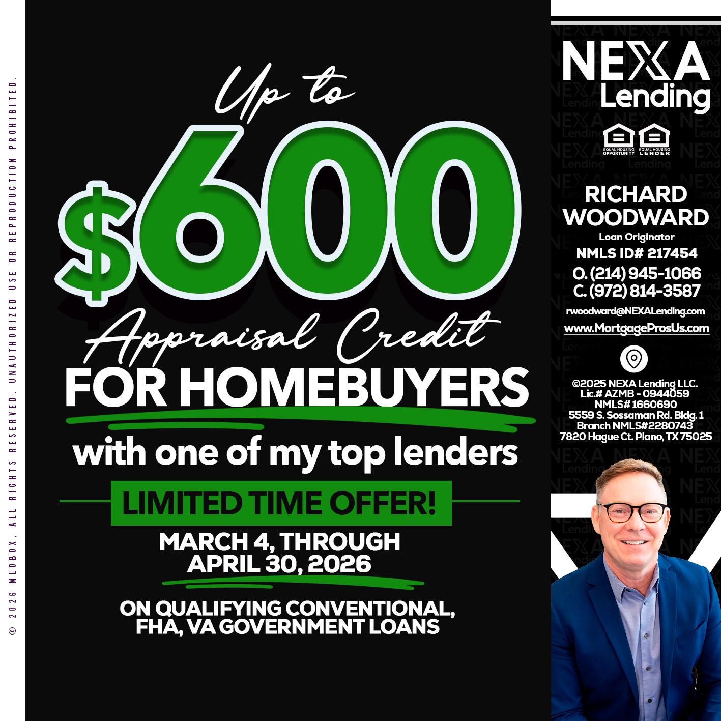 up to $600 - Richard Woodward -Branch Manager