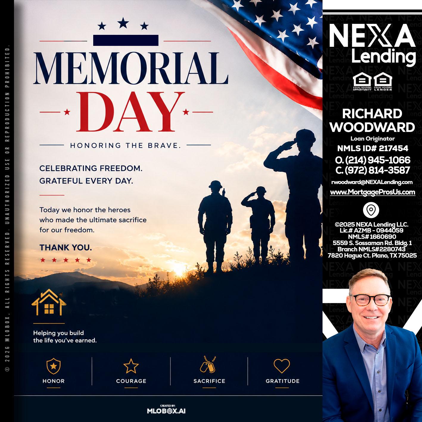 MEMORIAL DAY - Richard Woodward -Branch Manager
