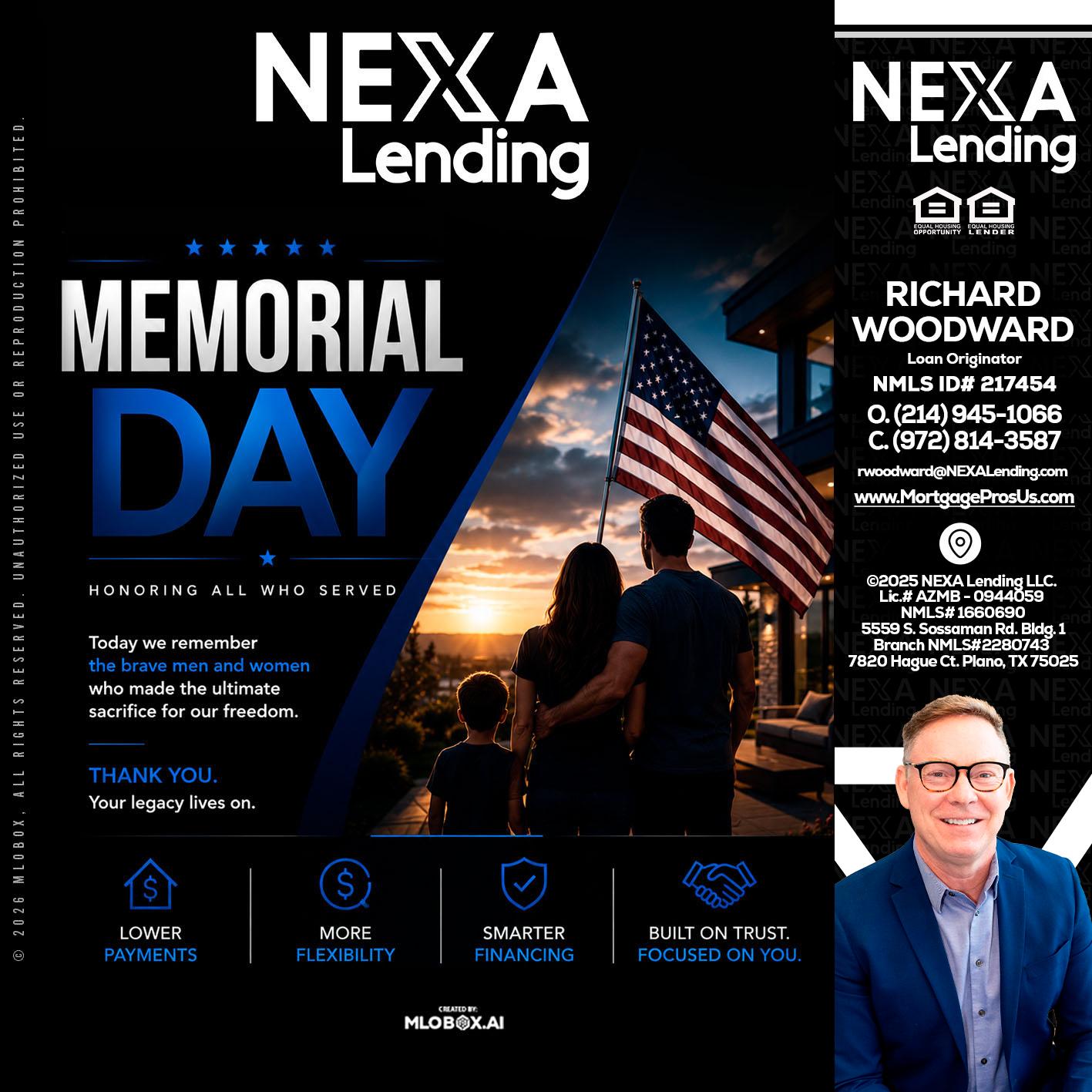 MEMORIAL DAY - Richard Woodward -Branch Manager