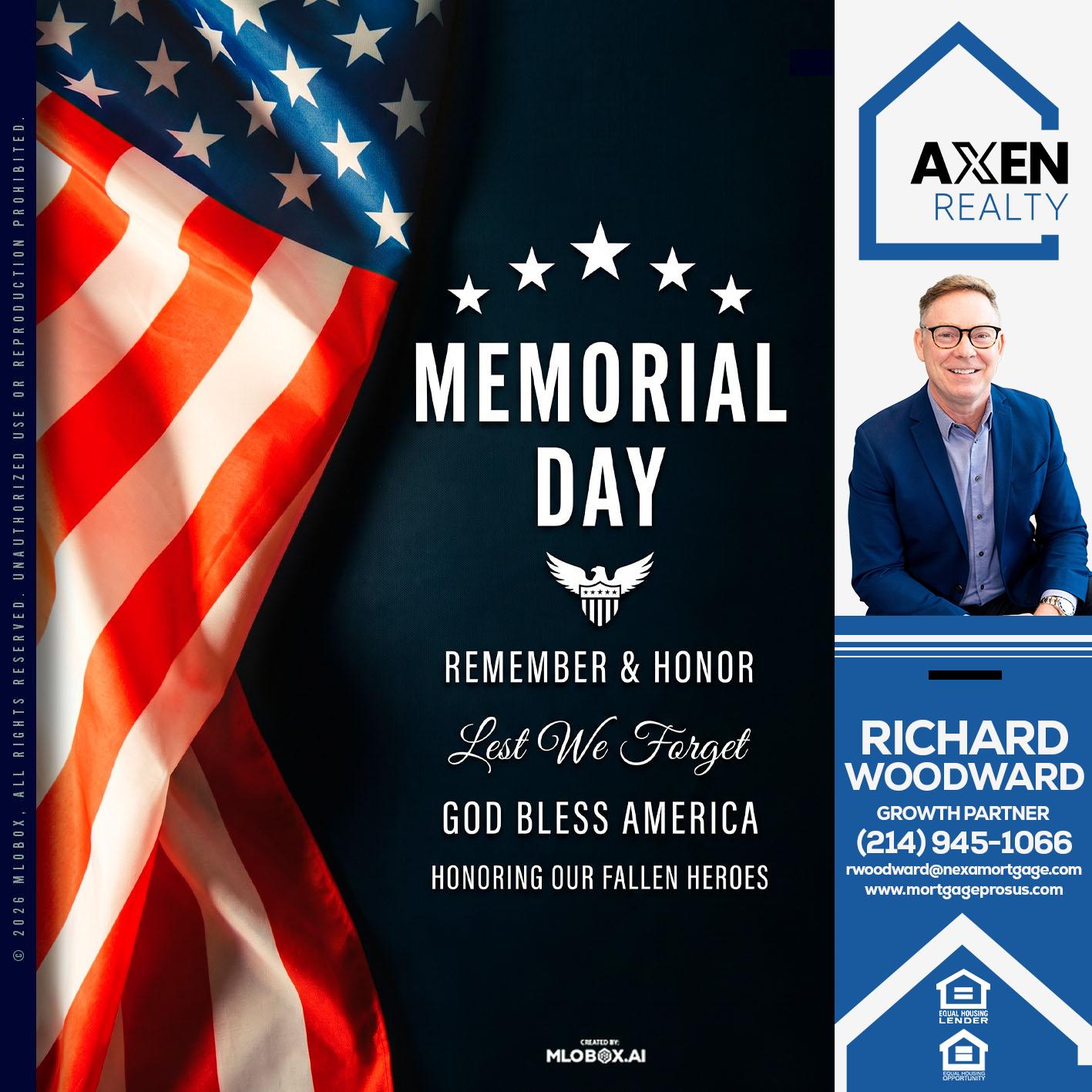 MEMORIAL DAY - Richard Woodward -Branch Manager